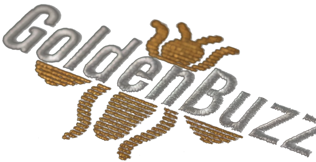 GoldenBuzz logo embroidered on premium dark textile